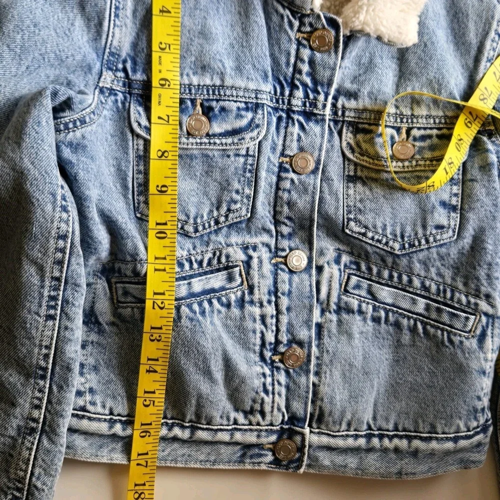 Gap Denim‎ Kid's Sherpa Lined Jacket Girl's Size L 10 Unisex Snap Front